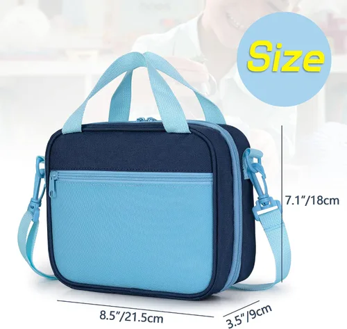 Vista 5 de LoDrid Funda compatible con personajes Toniebox (hasta 20), figura de soporte para reproductor de audio con asa y correa para el hombro, azul, solo