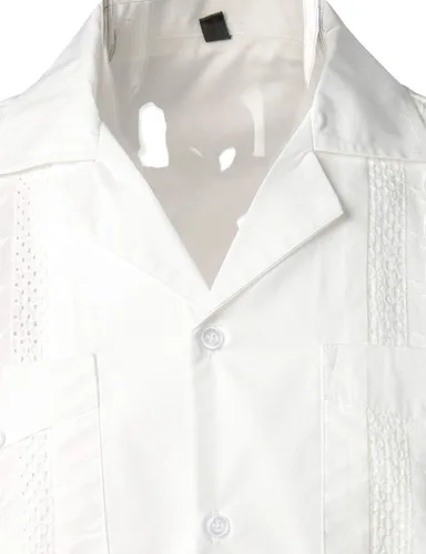 Vista 3 de VATPAVE Camisas de guayabera cubana de manga corta con botones para hombre