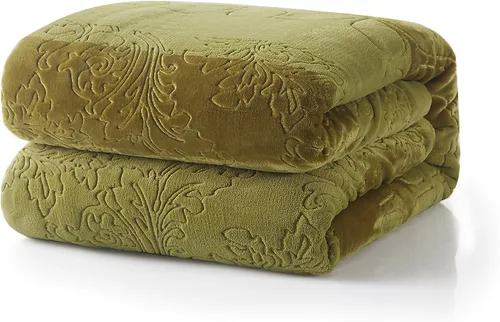 Vista 7 de Tache Elegant Embossed Sherpa Bed Throw Blanket (Blue, 50 x 60 Inch)