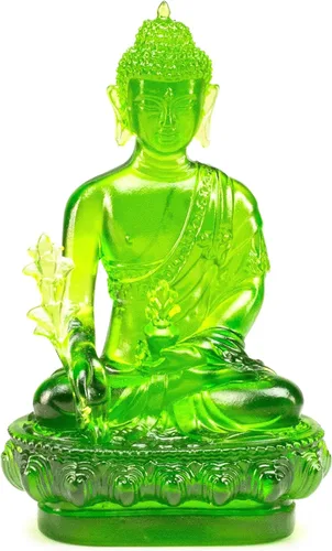 Vista 9 de KALIFANO - Cristal azul divino de Guan Yin, figura del zodiaco chino, meditación, decoración espiritual o de cristal en casa Un símbolo
