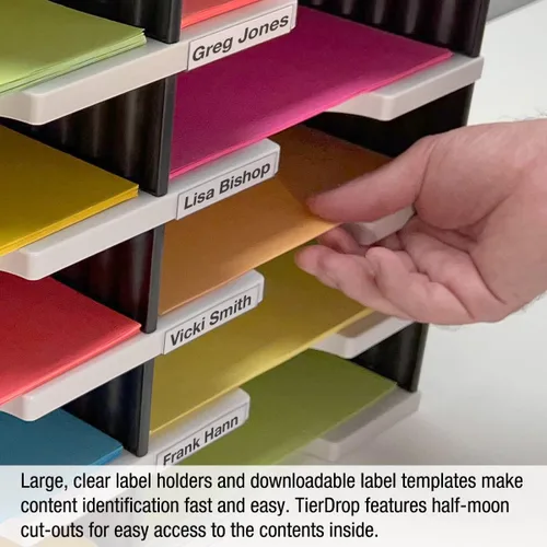 Vista 7 de Ultimate Office Organizador de bandeja de cartas de escritorio con base de almacenamiento elevadora, unidad de 4 compartimentos