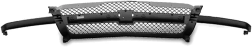 Vista 2 de Para Chevy Silverado 1500/2500 HD Grille Assembly 2003 04 05 2006 Inserto de malla Carcasa pintable con inserto gris con barra central