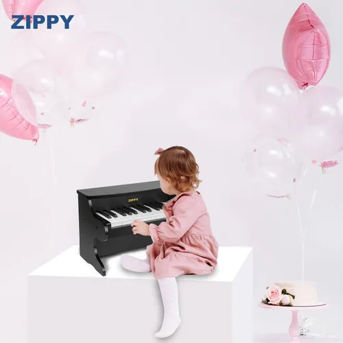 Vista 6 de Teclado de Piano para Niños ZIPPY, Piano Digital de 25 Teclas para Niños, Mini Instrumento Educativo Musical de Juguete, Juguete de Madera para Negro