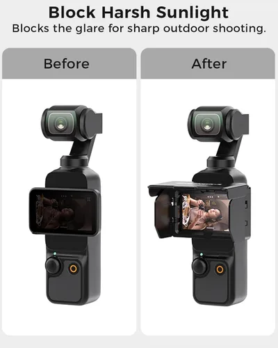 Vista 2 de Funda de Pantalla Plegable con Parasol para Accesorios DJI Osmo Pocket 3, Protector Compacto Anti-Reflejos para Fotografía al Aire Libre, Cubierta
