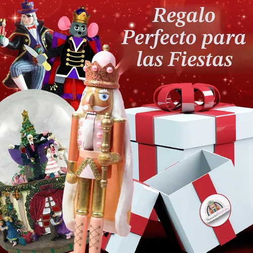 Vista 4 de Nutcracker Ballet Gifts Muñeco de felpa del rey del cascanueces - Muñeca de ballet de cascanueces de Navidad con chaqueta uniforme roja y azul