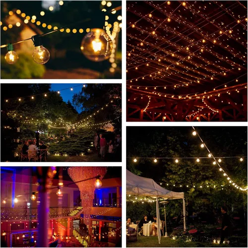 Vista 5 de 100 foot Globe Patio String Lights – Set de 100 G40 bombillas transparentes
