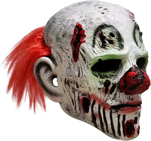Vista 2 de longpo Máscara de payaso malvado de terror para Halloween, disfraz de zombi