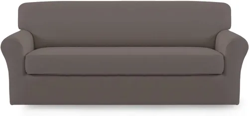 Vista 22 de Easy-Going - Funda elástica de microfibra de 2 piezas para sofá, funda suave de elastano, lavable, parte inferior elástica, protector para muebles