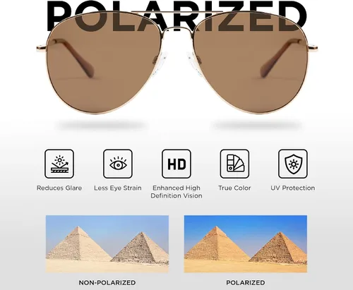 Vista 4 de EVEE Gafas de sol polarizadas estilo aviador, gafas de sol militares clásicas (cout)