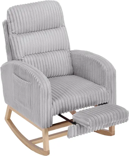 Vista 14 de GarveeHome Mecedora para guardería con reposapiés, balancín deslizante con Beige