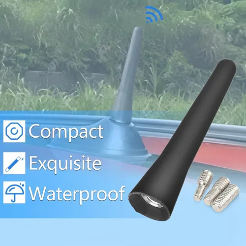 Vista 3 de Antena universal de repuesto para automóvil de 2.5 pulgadas, color negro, recepción optimizada de FM/AM, mini antena corta de aluminio para vehículo