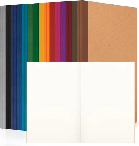 Vista 11 de Paquete de 30 cuadernos en blanco a granel, cuaderno de composición de papel A5 sin forro, 8.3 x 5.5 pulgadas, cubierta de papel kraft con espinas