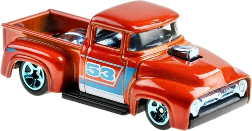 Vista 3 de Hot Wheels Orange & Blue 53rd Anniversary Custom '56 Ford Truck 2/5 DieCast Vehículo escala 1:64