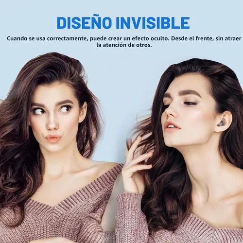 Vista 6 de Loluka Auriculares invisibles inalámbricos Bluetooth, discretos y pequeños ocultos con Bluetooth para el trabajo, auriculares inalámbricos Negro
