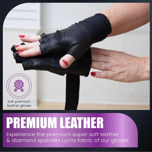 Vista 3 de Guantes de muñeca asegurados estilo Fusión - Guantes acolchados de gel, guantes de entrenamiento con soporte para muñeca, guantes de yoga, guantes