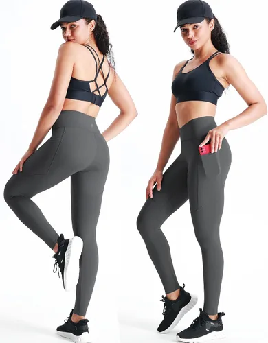 Vista 15 de Neleus calzas de yoga para mujer con bolsillo y cintura alta, para correr, con control de barriga