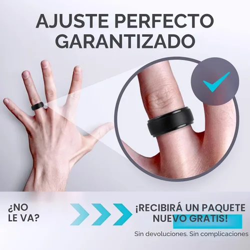 Vista 5 de ThunderFit Anillos de silicona para hombres, bandas de boda de goma con Pack A: Negro carbón