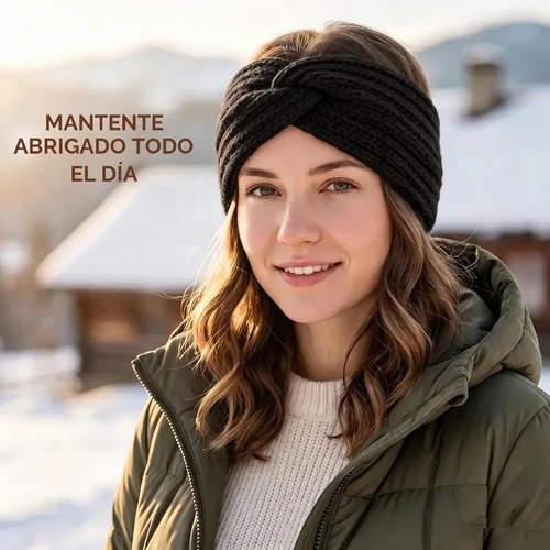 Vista 5 de Chalier Winter Headbands for Women, Crochet Ear Warmer Headband Beige/Negro/Gris Oscuro/Rojo