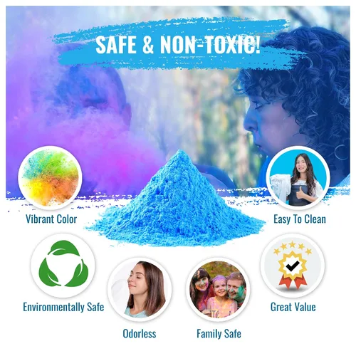 Vista 5 de Color Blaze Paquetes de polvo de color para revelación del género del bebé, 2.65 oz cada uno, 10 paquetes de polvo de color azul para niños
