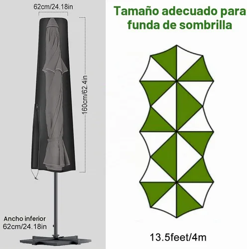 Vista 2 de Fundas de paraguas para sombrillas al aire libre, cubierta de sombrilla pequeña para sombrilla de mesa de 6 pies a 9 pies, impermeable, resistente
