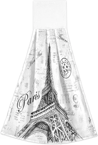 Vista 2 de Nander Toalla de algodón Paris Eiffel Tower, 2 toallas absorbentes para baño, lavable a máquina