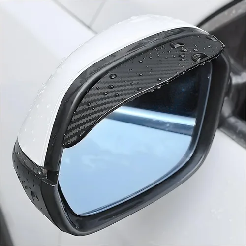 Vista 8 de Osilly 2 piezas de protector de visera de lluvia para espejo retrovisor de automóvil, cubierta de cejas de lluvia para espejo lateral, PVC Negro