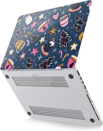 Vista 2 de Funda rígida compatible con MacBook Pro 16 14 M3 M2 2023 M1 Pro 13 2022 Air 13 2021 Retina 2020 Mac 11 12 Laptop patrón de invierno copo de nieve