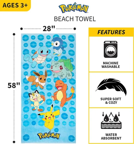 Vista 7 de Franco Pokemon Pikachu - Toalla con capucha + toalla de playa Pokemon