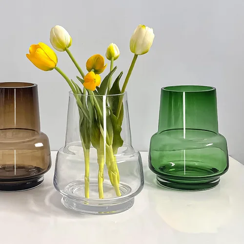 Vista 7 de Aoderun Jarrón de vidrio para flores, hecho a mano, moderno, grande, para centros de mesa, sala de estar, oficina, comedor y mesa de café, cocina