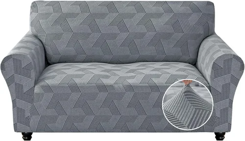 Vista 45 de JIVINER - Juego de 2 fundas elásticas para sillas de comedor, fundas geométricas de jacquard para sillas de comedor, fundas lavables para sillas