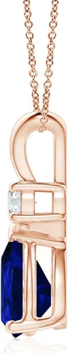 Vista 75 de Angara Colgante de lágrima de zafiro azul natural con diamante en plata/oro macizo de 14 quilates/platino Cumpleaños, compromiso, aniversario