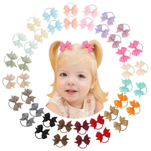 Vista 15 de 40 lazos para el pelo de 2 pulgadas para bebés y niñas, mini boutique, cinta elástica para el cabello, accesorios para niños pequeños