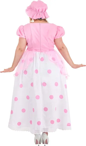 Vista 6 de Disfraz de Little Bo Peep para mujer, con gorro rosa y azul, vestido de lunares, Multi