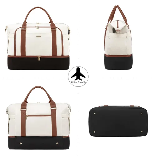 Vista 8 de LOVEVOOK Bolsa de viaje para mujer, bolsa de transporte de gran capacidad con bolsa de aseo