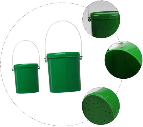Vista 5 de Cubo de cebo de pesca 2 unids cubo de gusano Caja de almacenamiento de plástico para Guardar Contenedor de plástico con tapa Cubo Herramienta