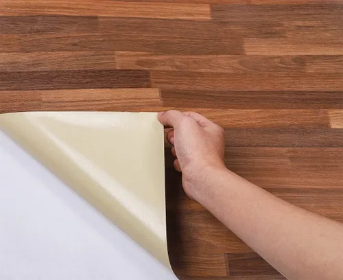 Vista 2 de Papel de contacto autoadhesivo de madera con bloque de carnicero para encimeras de cocina, armarios, puerta, mesa, escritorio, muebles, papel tapiz