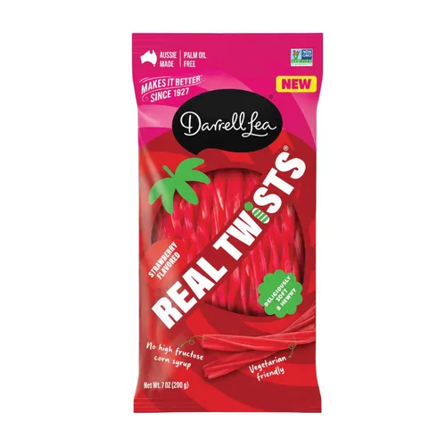 Vista 6 de Darrell Lea Real Twists, fresa, 7oz (paquete de 8)