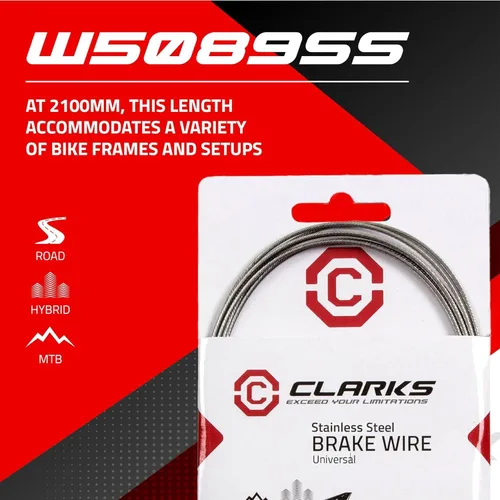 Vista 5 de Clarks Alambre de freno universal de acero inoxidable W5089 Cables-de-frenos de bicicleta y carcasa