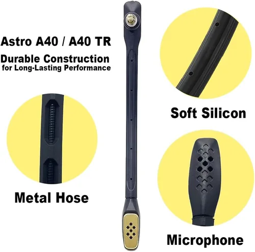Vista 3 de Micrófono de repuesto para juegos compatible con auriculares Astro A40 / A40 TR, micrófono negro A40 de 0.138 in en PS5, PS4, Xbox One, PC, Mac