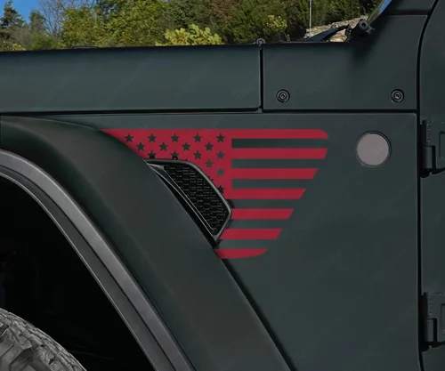 Vista 12 de Skull Daddy Graphics Banderas de ventilación estándar compatibles con Jeep Wrangler Gladiator Rubicon Mojave 392 JL JT 2018-2026 (4X azul)