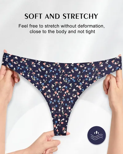 Vista 3 de Sunm Boutique Tangas sin costuras para mujer, ropa interior sin costuras, ropa interior elástica y cómoda