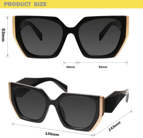 Vista 4 de mosanana Gafas de sol cuadradas de ojo de gato para mujer, estilo geométrico de moda, modelo COCO