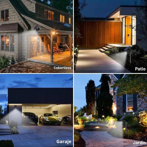 Vista 6 de Luces solares con sensor de movimiento al aire libre 2000LM, luces de seguridad de inundación IP67, luces puntuales impermeables para patio, garaje