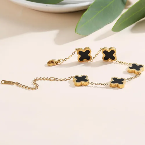 Vista 3 de TICVRSS 18K Gold Plated Lucky Bracelet for Women WhiteBlackRed Bracelets Cute Bracelets Jewelry Gifts for Women Girls