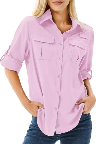 Vista 17 de Camiseta de Manga Larga para Mujer con Protección Solar UPF 50 para Safari, Pesca, Senderismo