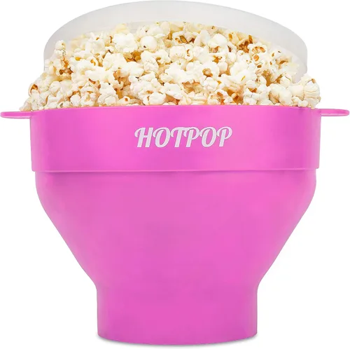 Vista 11 de El Hotpop Original - Palomitero para microondas, Popcorn, contenedor de silicona para hacer palomitas de maíz, cuenco plegable sin BPA y apto