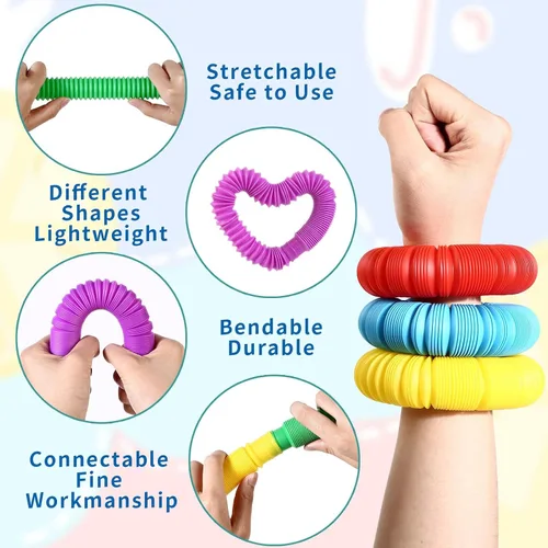 Vista 3 de Vanblue Tubos sensoriales para ansiedad grandes, 8 unidades, juguetes sensoriales de verano para niños pequeños, regalos de fiesta con autismo