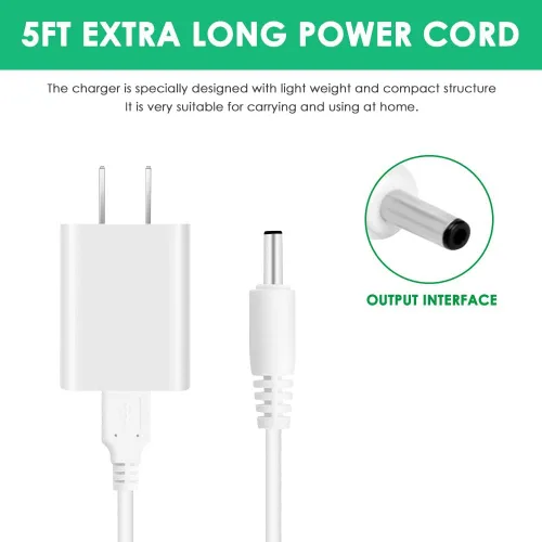 Vista 4 de Mrgru Adaptador de cargador de 5 V y cable para dispositivo de tonificación facial compatible con NuFACE Mini dispositivo de tonificación facial