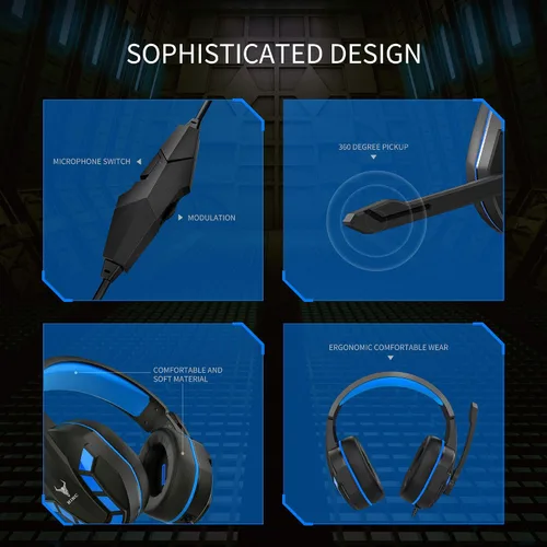 Vista 5 de Gaming Headset with Mic for PS4, PS5, Xbox, PC, Switch, Controllable Volume Gaming Headphones with Soft Earmuffs for Mobile Phone, iPad, and