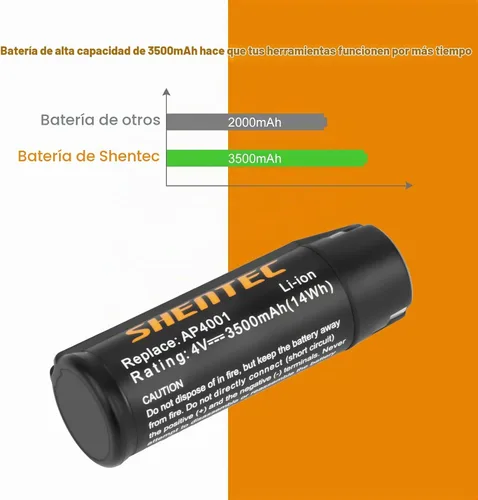 Vista 6 de Shentec 3500mAh 4V - Batería de repuesto compatible con Ryobi TEK4